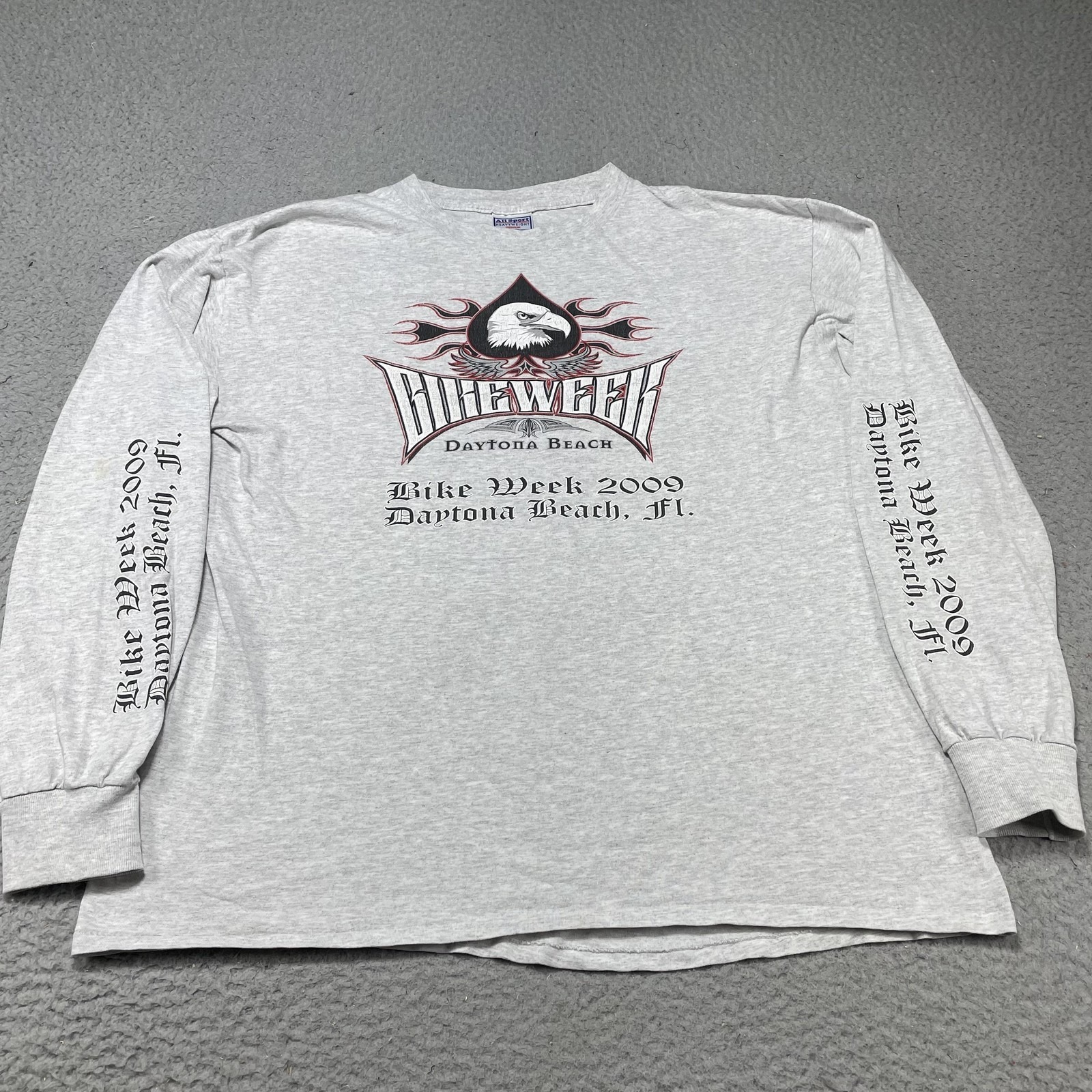 Daytona Bike Week Shirt Mens Xl Gray 2009 Long Sleeve All Sport Daytona Beach